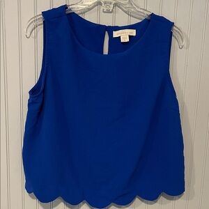 Monteau Los Angeles Royal Blue Sleeveless Ruffle Hem Top XL